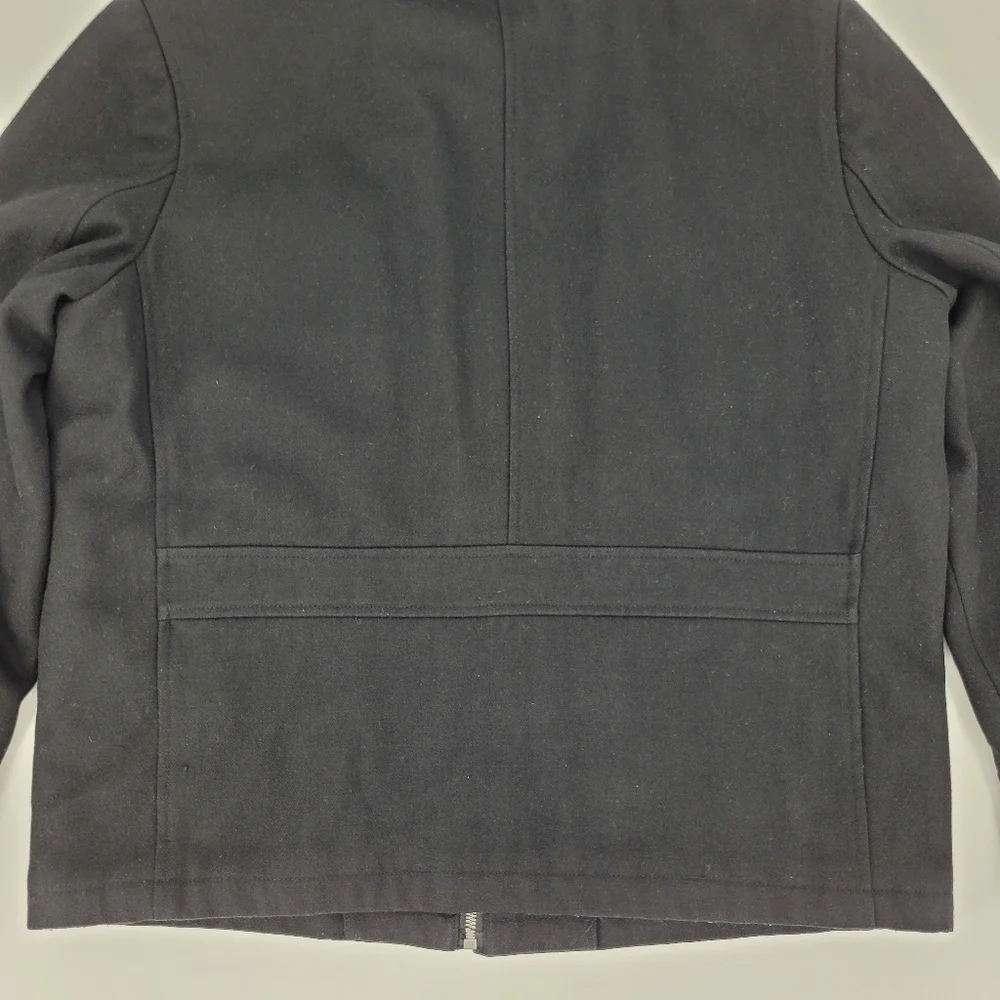 Levi's Coat Black Wool Blend Full Zip Pockets Collar Quilted Lined Mens Size XL